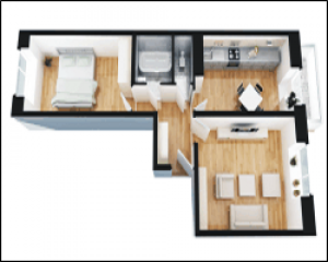 Матовый натяжной потолок в двухкомнатной квартире